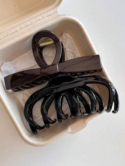 2 件套，5.12 英寸巧克力蝴蝶结发夹和黑色章鱼发夹，时尚百搭优雅简约发饰，适合日常、休闲、派对、海滩、度假、发型设计、洗发、化妆、服装搭配，春、夏、秋、冬四季皆宜。