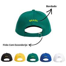 Brazil Flag Embroidered Cap With Curved Brim, Adjustable, Unisex, Street Style, Casual, Cotton Embroidery, None, Decorative Model, Cap, All - 黃色 - 查看 3