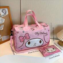 SANRIO 2件組（行李推車旅行袋/化妝包）；() 短途旅行袋；Melody大容量健身包；大容量手提包，附可愛動漫裝飾；單肩包/收納托特包；旅行禮物（部分花色隨機）；包；動漫/波希米亞風/卡通貓角色 - 彩色 - 查看 7