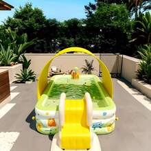 1pc Large Durable PVC Foldable Inflatable Swimming Pool - Universal Size, Foldable & Portable, Outdoor Recreation, No Electricity Needed, Foldable & Storable, Suitable For Beach, Camping, Backyard, Family Outdoor Swimming Pool, Giant Inflatable Pool/Home Inflatable Pool/Backyard Inflatable Pool, Backyard, Family Water Party, Summer Fun, Home Yard, Summer Party, Parent-Child Interaction, Inflatable Bathtub, Soaking Tub, Foldable Bathtub - A - View 13