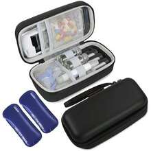 Insulin Cooler Travel Case, Portable EVA Medicine Travel Cooler, Diabetes Case With 2 Reusable Ice Packs TSA Approved For Diabetic Supplies Patent Pending(Seafoam-No Temp) - Black-no Temp - View 1