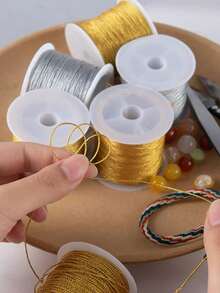 1 Roll / 0.2 / 0.4 / 0.6 / 0.8 Mm Braided Thread Gold/Silver Thread Macrame Cord Rope Braided String DIY Braided Bracelet, Bracbraided Thread - Multicolor - View 7