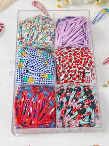 30pcs/Set Girls Colorful Dopamine Print Fruit/Tropical/Flamingo Drip Enamel Cute Princess BB Hair Clips, Suitable For Daily Use - Multicolor - View 5