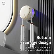 1 máy tiệt trùng bàn chải đánh răng thông minh bằng tia UV với 2 khe đựng bàn chải, giá đỡ bàn chải đánh răng gắn tường có chức năng sạc nhanh USB và sấy khô bằng khí nóng, máy tiệt trùng và cất giữ bàn chải đánh răng trong phòng tắm. - Nhiều màu-RA967 - Xem 9