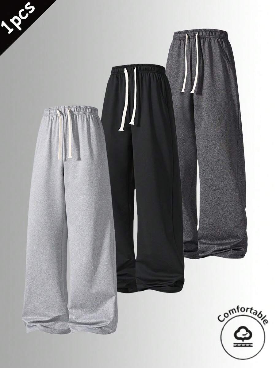 Pantalones casuales para hombre para exteriores - Adecuados para todas las estaciones - Con una silueta recta holgada, con un básico cordón en la cintura y bolsillos. Una opción ideal para ejercicio, senderismo al aire libre y artículos esenciales de vuelta al colegio. Primavera
