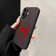 Funda Negra de Spiderman para iPhone 11 12 13 14 15 16 17 Pro Pro Max, Carcasa con Diseño de Araña Roja, Telaraña, Estilo Moderno, Accesorio Resistente para Celular, Case Antideslizante - Estilo (1 pieza) - Ver 3