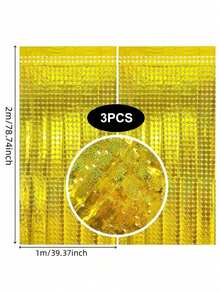 1/2/3 包金属丝背景箔流苏帘，银色/蓝色/粉色/金色，方形帘，摄影道具，生日装饰，闪光迪斯科球装饰，单身派对，情人节，毕业典礼装饰 - 彩色 - 查看 22