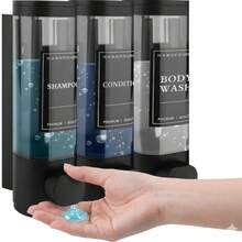 300ml Black Wall-Mounted Soap Dispenser - Reusable For Filling Shampoo And Conditioner Bottles, Suitable For Bathrooms, Kitchens, Hotels And Homes - Manual Liquid Body Wash And Hand Sanitizer Container - Black - View 7