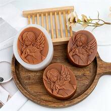 3D椭圆形祈祷天使硅胶皂模，可爱浮雕天使香皂蜡烛模具，可重复使用不粘皂模，环氧树脂浇铸模具，适用于石膏蜡工艺品、家居装饰、DIY礼品 - Angel - 查看 11