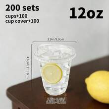 200 Sets Of 12-Ounce/16-Ounce/20-Ounce/24-Ounce Transparent Plastic Cups, With Non-Suction Drinking Lids, Durable And Leak-Proof, Suitable For Iced Coffee, Smoothies, Milkshakes. Ideal For Easter, Weddings, Outdoor Camping, Party Supplies. - White - View 8
