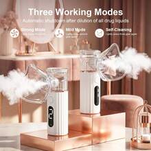 Portable Handheld Nebulizer For Women: Dual Speed Control, Self-Cleaning, Rechargeable Mesh Nebulizer Machine | LED Display | -Grade For COPD, Asthma, Bronchitis | Compact For Home, Travel, | Perfect Mother's Day & Women's Day Gift - 玫瑰金 - 查看 4