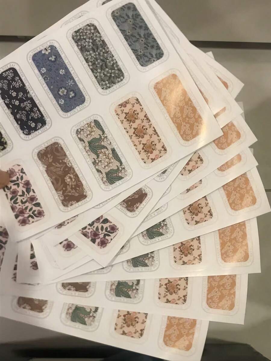 100张彩色花卉贴纸，长方形纸质封口标签，带装饰边框，易于粘贴 - 非常适合用于礼品盒、信封和礼品包装装饰。 - 花卉封口貼 - 查看 1