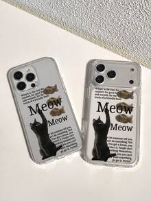 可爱黑猫“喵喵”透明手机壳，小众趣味鲷鱼烧猫设计，适用于苹果16/15/14/13/12系列，防摔柔软全包壳，耐磨防刮个性化保护套，猫奴女孩畅销款，男女通用日常通勤百搭，为您的手机提供全方位保护，展现柔和治愈的氛围。 - 貓貓元素圖案 - 查看 1