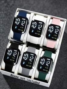 Multi-Piece Set, Fashionable Minimalist Astronaut Pattern LED Digital Watch Set, Silicone Strap, Non-Rechargeable Battery, Excellent Back-To-School Gift For Teenagers, Suitable For Casual Daily Wear, Birthday Parties, Festivals, Christmas, Valentine's Day Special Offer - Multicolor - View 3