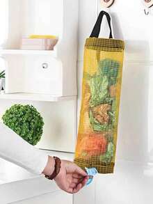 可折叠厨房垃圾袋收纳架，网状储物整理袋，塑料袋悬挂篮 - 彩色 - 查看 9