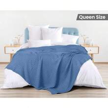 Utopia Bedding - Cobija de algodón de punto gofre suave ligera transpirable para cualquier cama y para todas las estaciones 300 g/m2 Wedgewood tamaño 229 x 229 cm - Azul - Ver 3