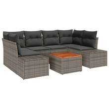 vidaXL Gartensofa-Set Mit Kissen 7 Pcs Grau Poly-Rattan - Gris - Voir 2