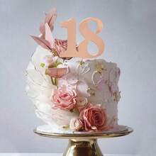 1pc/3pcs Minimalist Gold Acrylic Number 18 21 30 40 50 60 Anniversary Birthday Party Cake Topper - Multicolor - View 3