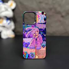 Violencia caótica en collage de conejos Purple Jax.funda de teléfono Fundas compatibles con ,Apple,VIVO,OPPO,,, y Honor.Fabricadas en silicona TPU,ofrecen protección contra golpes y caídas. - Negro - Ver 2