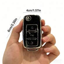 1pc Car Key Case With Classic PU Keychain, Car Key Protector, Protect Your Car Key, Suitable For Sprinter, Lavida, Golf Smart Remote Key - A - View 4