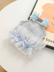 1 bộ quần áo thú cưng, trang phục cho chó mèo, bộ đồ dễ thương lãng mạn, váy cho chó con nhỏ, váy phồng voan kèm dây đeo. - Xám - Xem 5