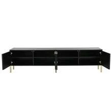 TV Cabinet, 190 Cm Long X 38 Cm Wide X 48 Cm High, Gold Table Legs, Grooved Door Design - Black - View 9