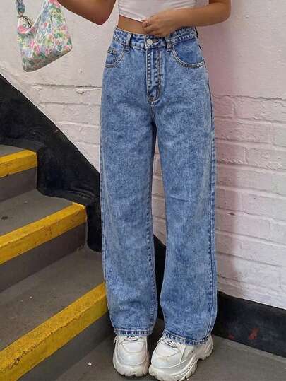 Jeans droits en jean lavé décontracté pour femmes avec poches, extra longs, non extensibles, doublés chauds, coupe élégante