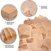 100/200张三明治包装纸，美式防油纸，炸鸡薯条托盘纸，烘焙纸 - 查看 10