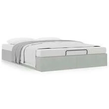vidaXL Ottoman-Bett Ohne Matratze Hellgrau 140x190 Cm Samt - Grau - Übersicht 4
