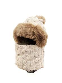 1. 女士帽子围巾一体式毛绒帽，冬季户外防风保暖帽 - 多色 - 查看 8