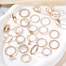 VKME Bộ 24 mặt dây chuyền hình hoa tai lúa mì, rắn, bướm nhiều lớp, chất liệu kim loại cao cấp, họa tiết hình học bất đối xứng, kèm nhẫn kim cương, thích hợp cho nữ dự tiệc hoặc thường ngày. - XH92820195 - Xem 5