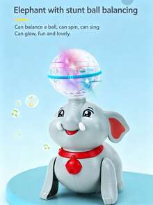 Juguete eléctrico giratorio de elefante para niños, adecuado para niños a partir de 2 años. Cuenta con efectos especiales de sonido y luz, efecto especial de rotación de la bola superior, interacción de sonido y luz. Fabricado en material ABS, es resistente a los golpes. - Multicolor - Ver 3