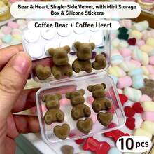 10pcs Plush Bear Heart Shaped Decor Set, With Adhesive Tape And Storage Box, Multi-Color Resin Pendant For DIY Jewelry And Phone Case Crafting - Multicolor - View 17