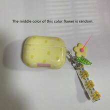 Custodia protettiva con design floreale primaverile compatibile con Apple 1/2/3/4/Pro, con ciondolo - Giallo - Visualizzare 3