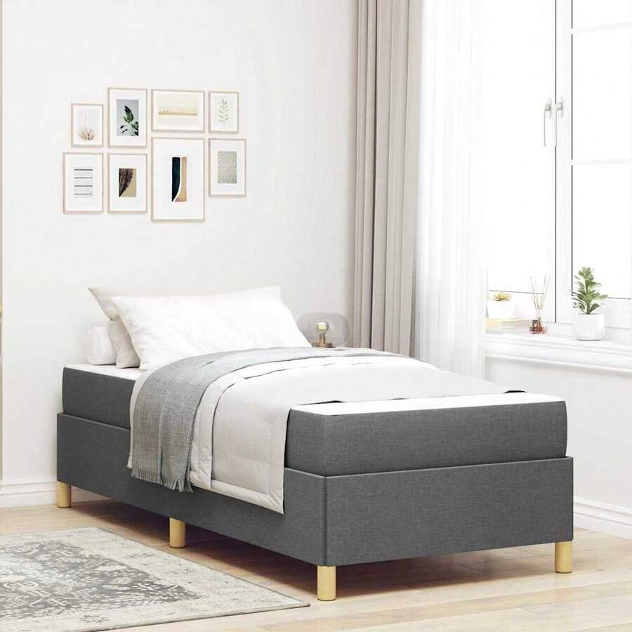 vidaXL Bettrahmen mit Matratze Dunkelgrau 80 x 200 cm Stoff - Grigio - Visualizzare 1