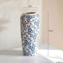 Vintage Blue White Porcelain Vase, Chinese Style Ceramic Flower Vase For Home Decor, Elegant Floral Arrangement Vase, Living Room Table Centerpiece - Vase - View 5