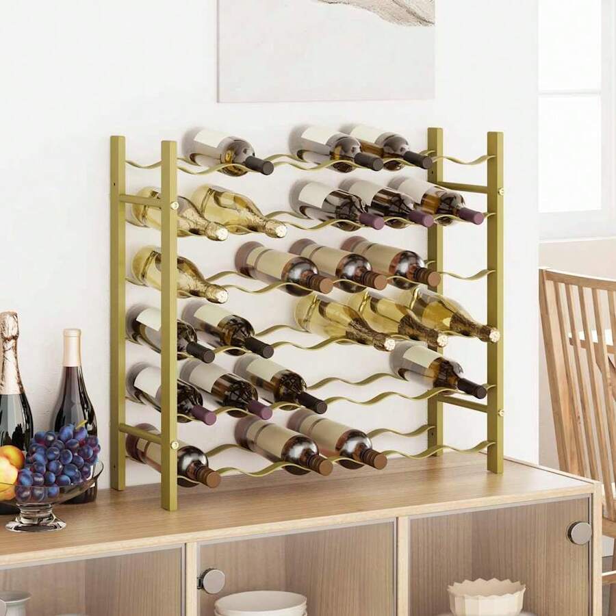 vidaXL Weinregal Für 36 Flaschen Golden Metall - Doré - Voir 1
