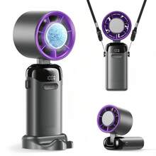 4-In-1 Portable Refrigeration Handheld Turbo Fan With 200 Speed Settings, 21,000 Revolutions Per Minute, 12hour Cooling, Digital Display, 120° Rotation, USB Charging, Mini Handheld Personal Fan.Suitable For Travel, Indoor Use, And Office Desk Usage - Dark Grey - View 11