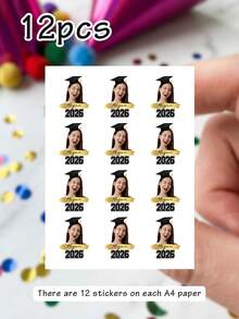 Custom Photo Temporary Tattoo Stickers Personalized Graduation Portrait Design, Celebration Style Body Decor For Graduation Party Ceremony, Customized Name Date Tattoo Decal Keepsake Gift, Customizable Favor For Friends Classmates Family Graduation Season - Multicolor - View 15