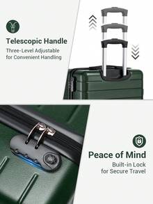 20 Inch 24 Inch 28 Inch Luggage Suitcase Carry On Cabin ABS Spinner Wheels Password Lock Lightweight 3 Piece Set Small Medium Large Holiday Travel - 墨綠色 - 查看 6