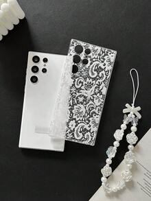 1 pieza Funda de teléfono transparente con estampado floral de encaje y accesorio de pulsera con cuentas, compatible con Samsung Galaxy A07/A17/S26/S26 Plus/S26 Ultra, S25/S25 Plus/S25 Ultra, A16/A36/A26/A56/A50/A12/A32/A52/A72/A51/A21S/A13/A14/S24/S24 Plus/S24 Ultra, S20/S23/S22/A53/S20 FE/S21, 11/12 Pro/12/12X/13 Pro/14 Pro/15 Pro/X3 Pro, 10/9/Note 9/12C/Note 11 Pro/Note 8 Pro/9C/9A - Multicolor - Ver 8