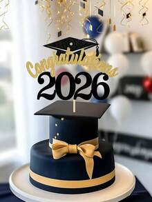 1pc 2026 Graduation Cap And Diploma Certificate Cake Topper, Cake Picks,Black, Gold,Pink Colors Are Available For 2026 Graduation Ceremony Theme Party Cake Decoration - 查看 5