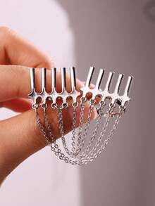 Nhẫn bạc kiểu Punk với chuỗi tua rua xếp lớp, trang sức độc đáo mang phong cách Y2K, phù hợp cho cả nam và nữ, dự tiệc, tiệc chiêu đãi, du lịch hoặc làm quà tặng. - nhiều màu - Xem 2