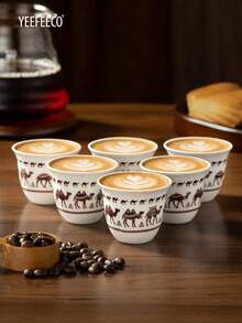 Bộ 6 tách trà sứ họa tiết lạc đà, tách cà phê espresso chất lượng cao - Lý tưởng cho quà tặng Ramadan, Eid, ngày lễ, tiệc tùng và tiếp khách. - Tách trà hình lạc đà - Xem 3