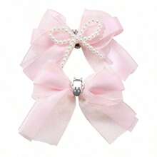 Two Pieces Of Women's Sweet And Versatile Fashion Beaded Ribbon Bow DIY Shoe Clips Shoe Decoration Set - Style 1 - View 4