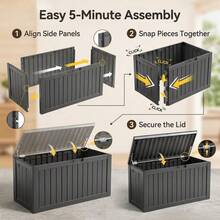 Black Waterproof Resin Outdoor Storage Deck Box With Secure Lockable Design, All-Weather Patio Organizer For Garden Tools & Outdoor Furniture Essentials - C - View 1