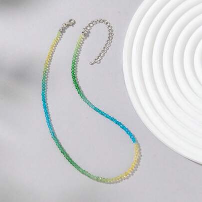 1pc Women's Fashionable Ombre Beaded Necklace, Suitable For Daily Wear (Color Placement Random)