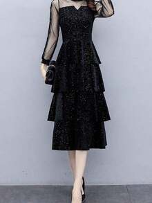 Women Midi Dresses - Black - View 3