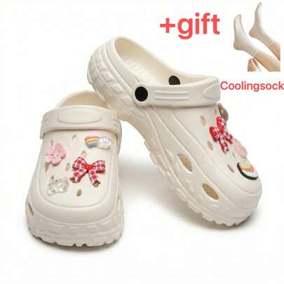 2026 Spring Summer White Thick Sole Cushioned Slippers, Non-Slip Lightweight Wear-Resistant, Lazy Retro Style, Indoor Outdoor Wear, Perfect For Travel, Dating And Holiday Outfits