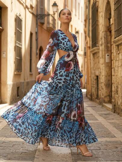 long sleeve floral maxi dresses Floral Maxi Dress with Long Sleeves - Helena main image 0